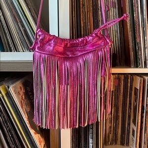 Rebecca Minkoff Fringe Night Out Metallic hot pink Crossbody Bag